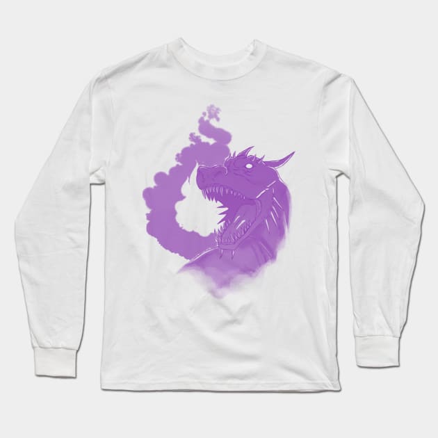 Dragon and Flame-Purple Version Long Sleeve T-Shirt by sketchbooksage